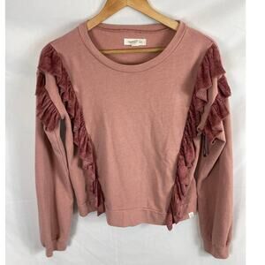 treasure & bond kids ruffle sweater pink size XL 14/16